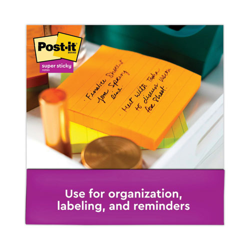 Image of Post-it® Notes Super Sticky 675-6SSUC Pads in Energy Boost Collection Colors, Note Ruled, 4" x 4", 90 Sheets/Pad, 6 Pads/Pack