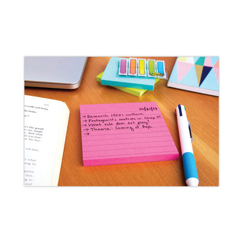 Image of Post-it® Notes Super Sticky 675-6SSUC Pads in Energy Boost Collection Colors, Note Ruled, 4" x 4", 90 Sheets/Pad, 6 Pads/Pack