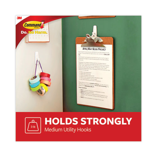 Image of Command 17001ES-MEGA Medium Utility Hooks, Plastic, White, Supports 3 lb, 20/Pack