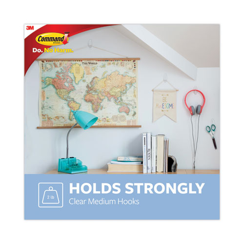 Image of Command 17091CABPK-NA Medium Clear Hooks, Plastic, Supports 2 lb, 50/Carton