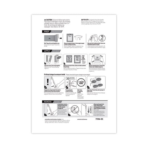 Image of Command 17206-ES Damage-Free Hanging Picture Hanging Strip Pairs, Holds Up to 4 lb, Large: 0.75" x 3.65", White, 4/Pack