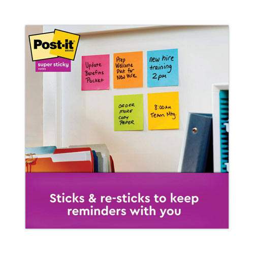 Image of Post-it® Notes Super Sticky 654-12SSUC Pads in Energy Boost Collection Colors, 3" x 3", 90 Sheets/Pad, 12 Pads/Pack