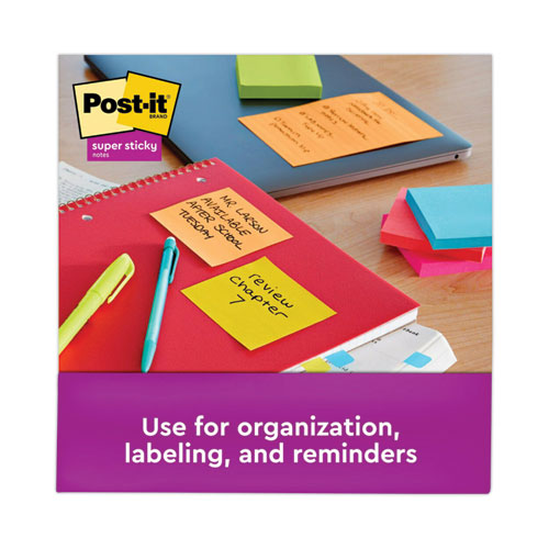 Image of Post-it® Notes Super Sticky 654-12SSUC Pads in Energy Boost Collection Colors, 3" x 3", 90 Sheets/Pad, 12 Pads/Pack