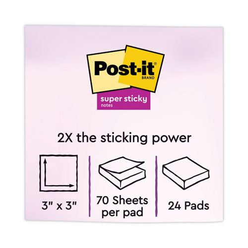 Image of Post-it® Notes Super Sticky 654-24SSAU-CP Pads in Energy Boost Collection Colors, Cabinet Pack, 3" x 3", 70 Sheets/Pad, 24 Pads/Pack
