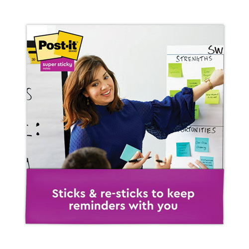 Image of Post-it® Notes Super Sticky 654-24SSAU-CP Pads in Energy Boost Collection Colors, Cabinet Pack, 3" x 3", 70 Sheets/Pad, 24 Pads/Pack