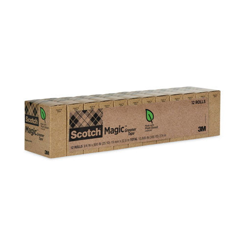 Image of Scotch® 812-12P Magic Greener Tape, 1" Core, 0.75" X 75 Ft, Clear, 12/pack