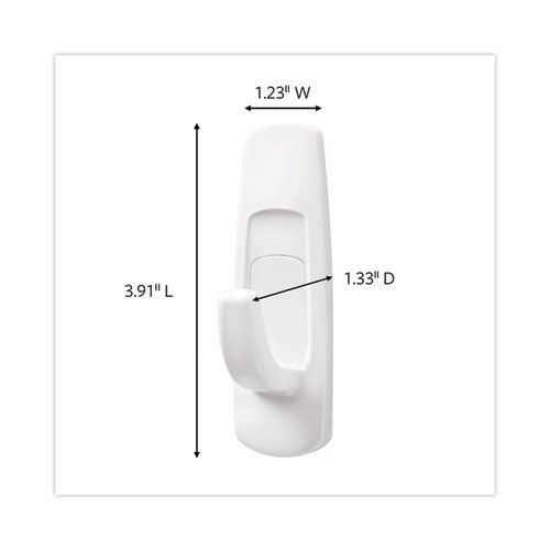 Image of Command 17003-3ES Large Utility Hooks, Plastic, White, Supports 5 lb, 3/Pack