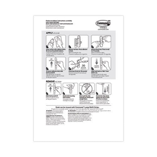 Image of Command 17003-3ES Large Utility Hooks, Plastic, White, Supports 5 lb, 3/Pack
