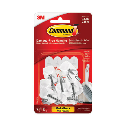 Image of Command 17067-9ES Small Toggle-Wire Hooks, Metal Wire, Silver, Supports 0.5 lb, 9/Pack