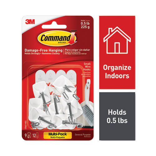 Image of Command 17067-9ES Small Toggle-Wire Hooks, Metal Wire, Silver, Supports 0.5 lb, 9/Pack
