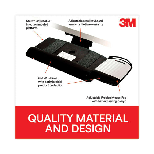 Image of 3M AKT80LE Knob Adjust Keyboard Tray With Highly Adjustable Platform, Black