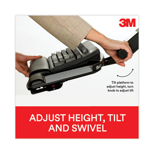 Image of 3M AKT90LE Easy Adjust Keyboard Tray, Standard Platform, 23" Track, Black