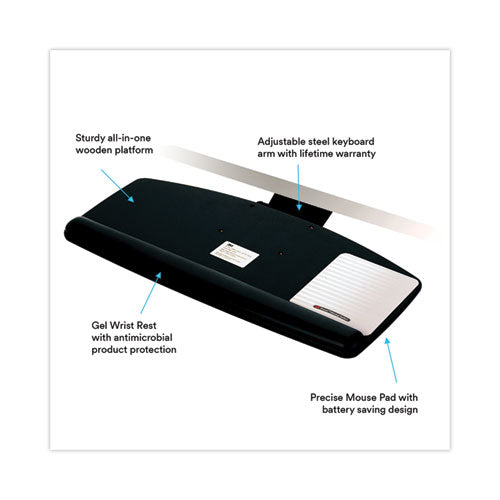Image of 3M AKT90LE Easy Adjust Keyboard Tray, Standard Platform, 23" Track, Black
