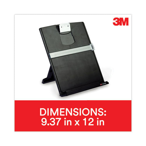 Image of 3M DH340MB Desktop Document Holder, Holds Up to 150 Legal Size Sheets, Plastic, Black/Silver Clip
