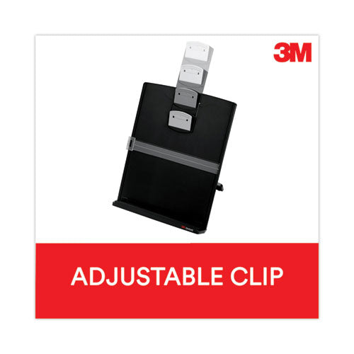 Image of 3M DH340MB Desktop Document Holder, Holds Up to 150 Legal Size Sheets, Plastic, Black/Silver Clip