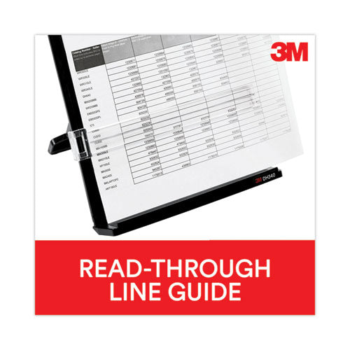 Image of 3M DH340MB Desktop Document Holder, Holds Up to 150 Legal Size Sheets, Plastic, Black/Silver Clip