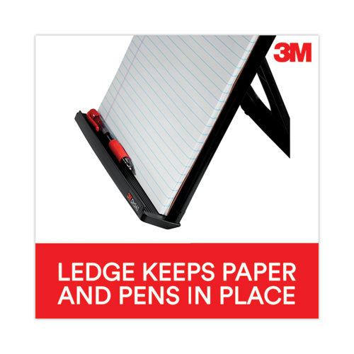 Image of 3M DH340MB Desktop Document Holder, Holds Up to 150 Legal Size Sheets, Plastic, Black/Silver Clip