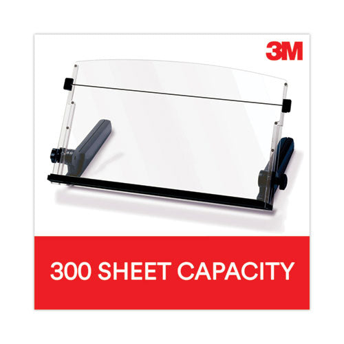 Image of 3M DH640 In-Line Document Holder with 18" Wide Backplate, Holds Up to 300 Legal Size Sheets, Plastic, Black/Clear