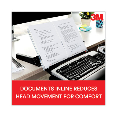 Image of 3M DH640 In-Line Document Holder with 18" Wide Backplate, Holds Up to 300 Legal Size Sheets, Plastic, Black/Clear