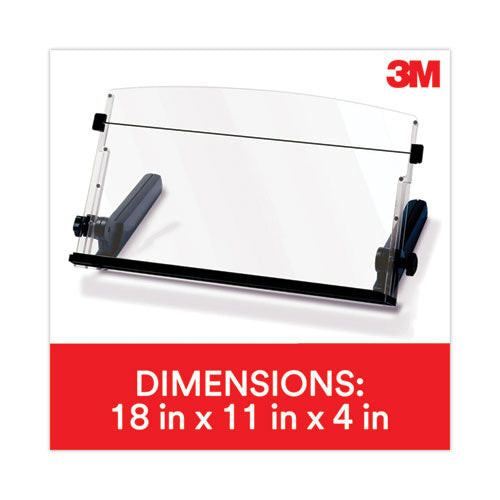 Image of 3M DH640 In-Line Document Holder with 18" Wide Backplate, Holds Up to 300 Legal Size Sheets, Plastic, Black/Clear