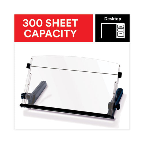 Image of 3M DH640 In-Line Document Holder with 18" Wide Backplate, Holds Up to 300 Legal Size Sheets, Plastic, Black/Clear