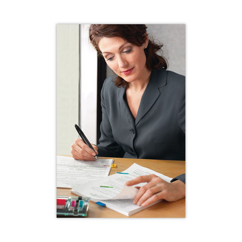 Image of Post-it® Notes DS100 Note and Flag Dispenser, For 3 x 3 Pads, Black/Clear, Includes 45-Sheet Canary Super Sticky Pop-up Pad; (50) 1" Flags