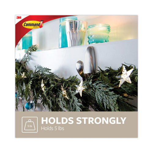 Image of Command FC13-BN-ES Adhesive Mount Metal Hook, Large, Brushed Nickel Finish, 5 lb Capacity, 1 Hook and 2 Strips/Pack
