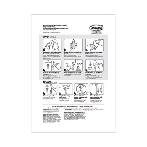 Image of Command FC13-BN-ES Adhesive Mount Metal Hook, Large, Brushed Nickel Finish, 5 lb Capacity, 1 Hook and 2 Strips/Pack