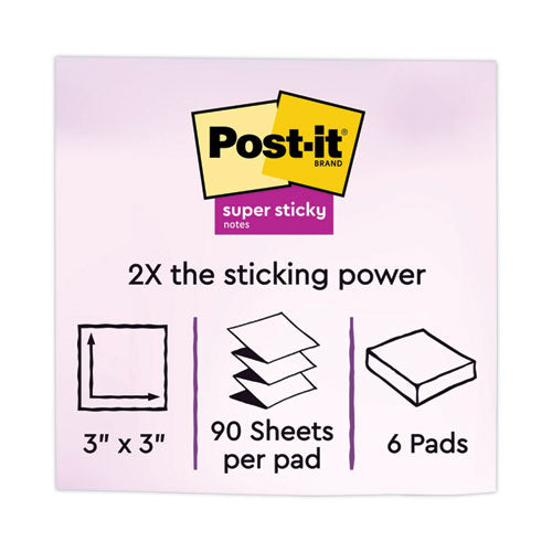Image of Post-it® Dispenser Notes Super Sticky R330-6SSUC Pop-up 3 x 3 Note Refill, 3" x 3", Energy Boost Collection Colors, 90 Sheets/Pad, 6 Pads/Pack