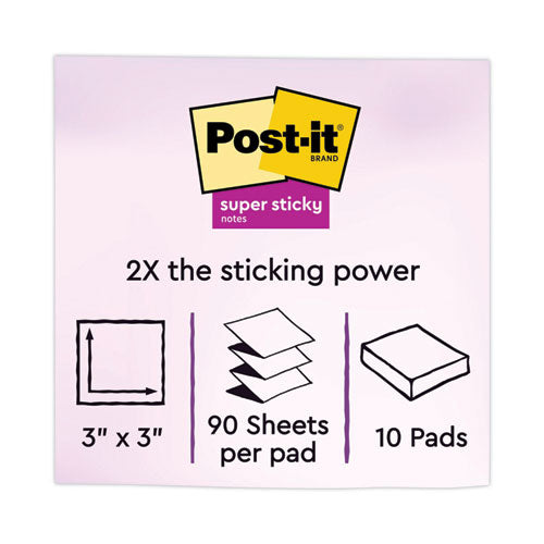 Image of Post-it® Dispenser Notes Super Sticky R330-10SSMIA Pop-up 3 x 3 Note Refill, 3" x 3", Supernova Neons Collection Colors, 90 Sheets/Pad, 10 Pads/Pack