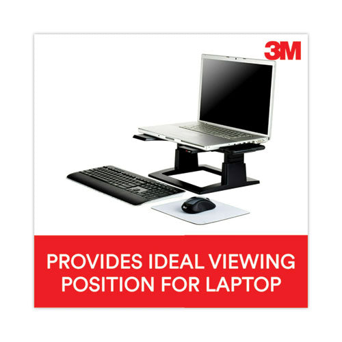 Image of 3M LX500 Adjustable Notebook Riser, 13" X 13" X 4" To 6", Black, Supports 20 Lbs