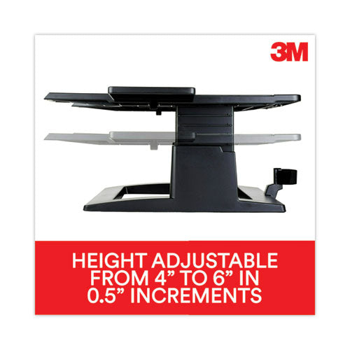 Image of 3M LX500 Adjustable Notebook Riser, 13" X 13" X 4" To 6", Black, Supports 20 Lbs