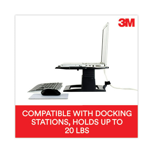 Image of 3M LX500 Adjustable Notebook Riser, 13" X 13" X 4" To 6", Black, Supports 20 Lbs