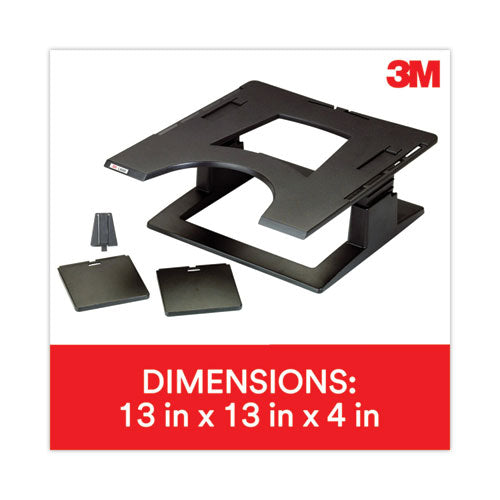 Image of 3M LX500 Adjustable Notebook Riser, 13" X 13" X 4" To 6", Black, Supports 20 Lbs