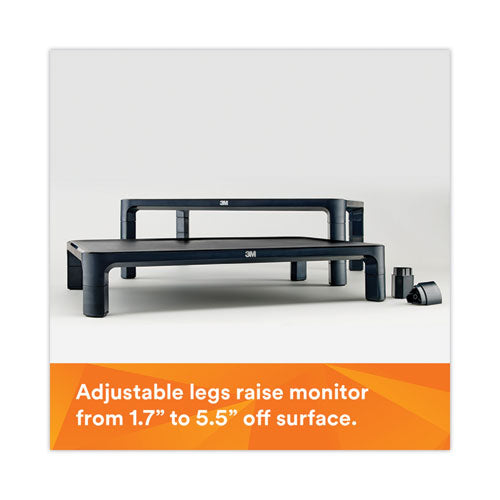 Image of 3M MS85B Adjustable Monitor Stand, 16" X 12" X 1.75" To 5.5", Black, Supports 20 Lbs