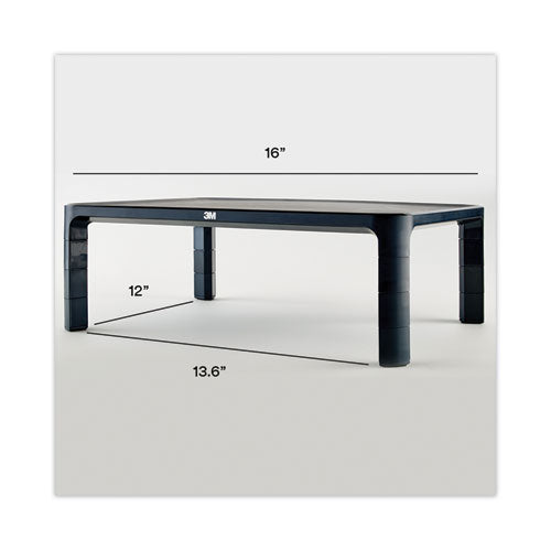 Image of 3M MS85B Adjustable Monitor Stand, 16" X 12" X 1.75" To 5.5", Black, Supports 20 Lbs