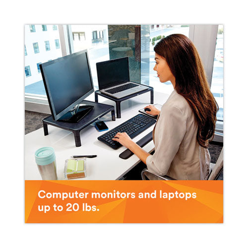 Image of 3M MS85B Adjustable Monitor Stand, 16" X 12" X 1.75" To 5.5", Black, Supports 20 Lbs