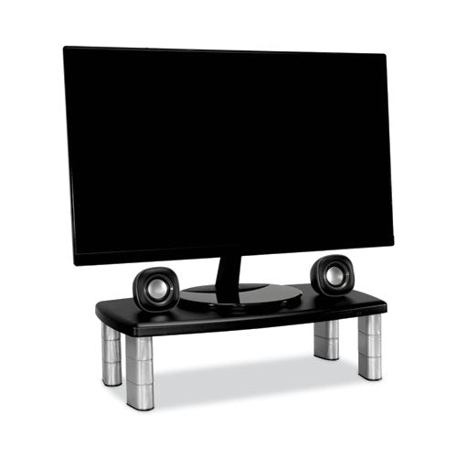 Image of 3M MS90B Extra-Wide Adjustable Monitor Stand, 20" X 12" X 1" To 5.78", Silver/black, Supports 40 Lbs