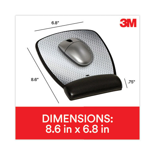 Image of 3M MW309LE Antimicrobial Gel Compact Mouse Pad with Wrist Rest, 8.6 x 6.75, Black