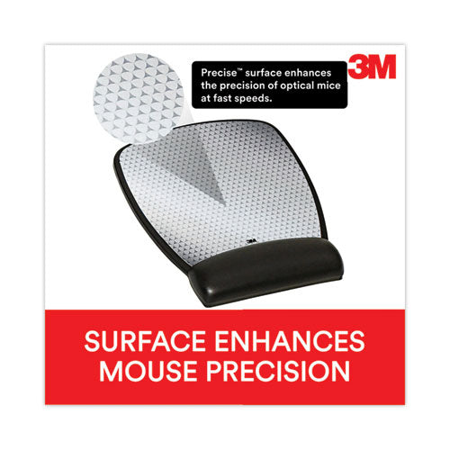 Image of 3M MW309LE Antimicrobial Gel Compact Mouse Pad with Wrist Rest, 8.6 x 6.75, Black