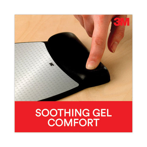 Image of 3M MW309LE Antimicrobial Gel Compact Mouse Pad with Wrist Rest, 8.6 x 6.75, Black
