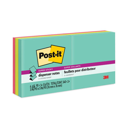 Image of Post-it® Dispenser Notes Super Sticky R330-6SSMIA Pop-up 3 x 3 Note Refill, 3" x 3", Supernova Neons Collection Colors, 90 Sheets/Pad, 6 Pads/Pack
