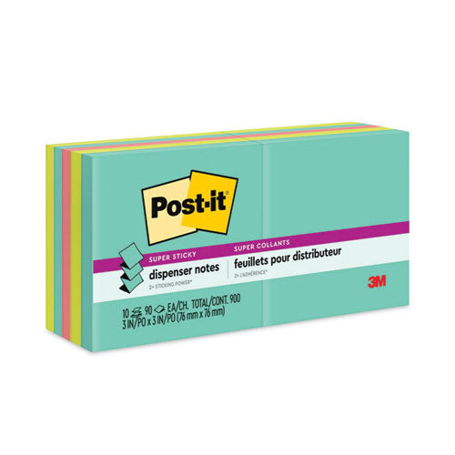 Image of Post-it® Dispenser Notes Super Sticky R330-10SSMIA Pop-up 3 x 3 Note Refill, 3" x 3", Supernova Neons Collection Colors, 90 Sheets/Pad, 10 Pads/Pack
