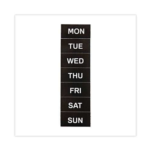 Image of MasterVision® FM1007 Heavy-Duty Board Magnet Labels, Days of the Week (Monday-Sunday), 1" Tall, White Characters, Black Background, 7/Pack