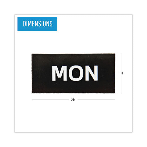 Image of MasterVision® FM1007 Heavy-Duty Board Magnet Labels, Days of the Week (Monday-Sunday), 1" Tall, White Characters, Black Background, 7/Pack