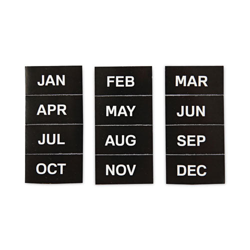 Image of MasterVision® FM1108 Heavy-Duty Board Magnet Labels, Months of the Year (January-December), 1" Tall, White Characters, Black Background, 12/Pack