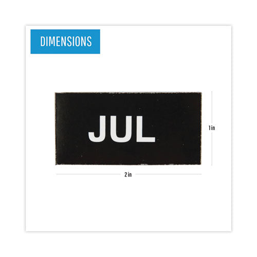 Image of MasterVision® FM1108 Heavy-Duty Board Magnet Labels, Months of the Year (January-December), 1" Tall, White Characters, Black Background, 12/Pack