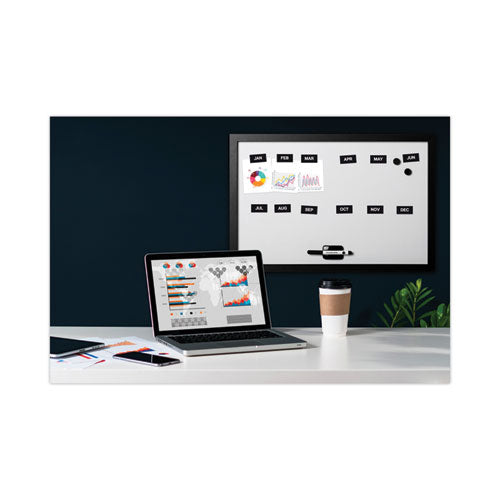 Image of MasterVision® FM1108 Heavy-Duty Board Magnet Labels, Months of the Year (January-December), 1" Tall, White Characters, Black Background, 12/Pack