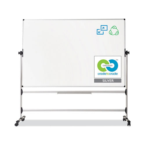 Image of MasterVision® RQR0221 Earth Silver Easy Clean Mobile Revolver Dry Erase Boards, 36" x 48", White Surface, Natural Steel Frame