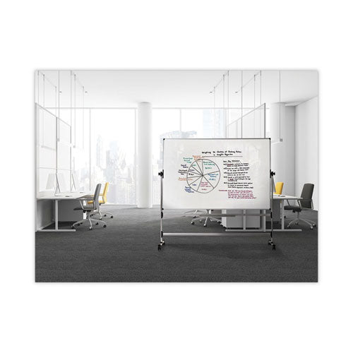 Image of MasterVision® RQR0221 Earth Silver Easy Clean Mobile Revolver Dry Erase Boards, 36" x 48", White Surface, Natural Steel Frame